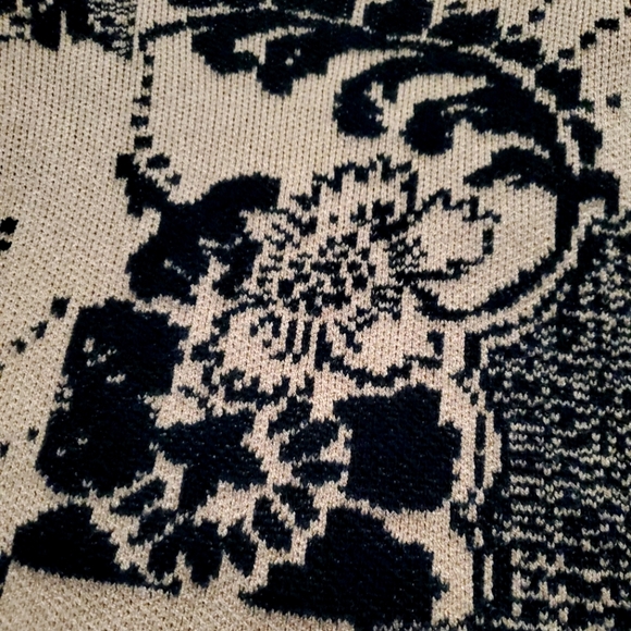 Anthropologie Lola cocoon cardigan sweater contrast print  XS/S black beige rust - Picture 13 of 16